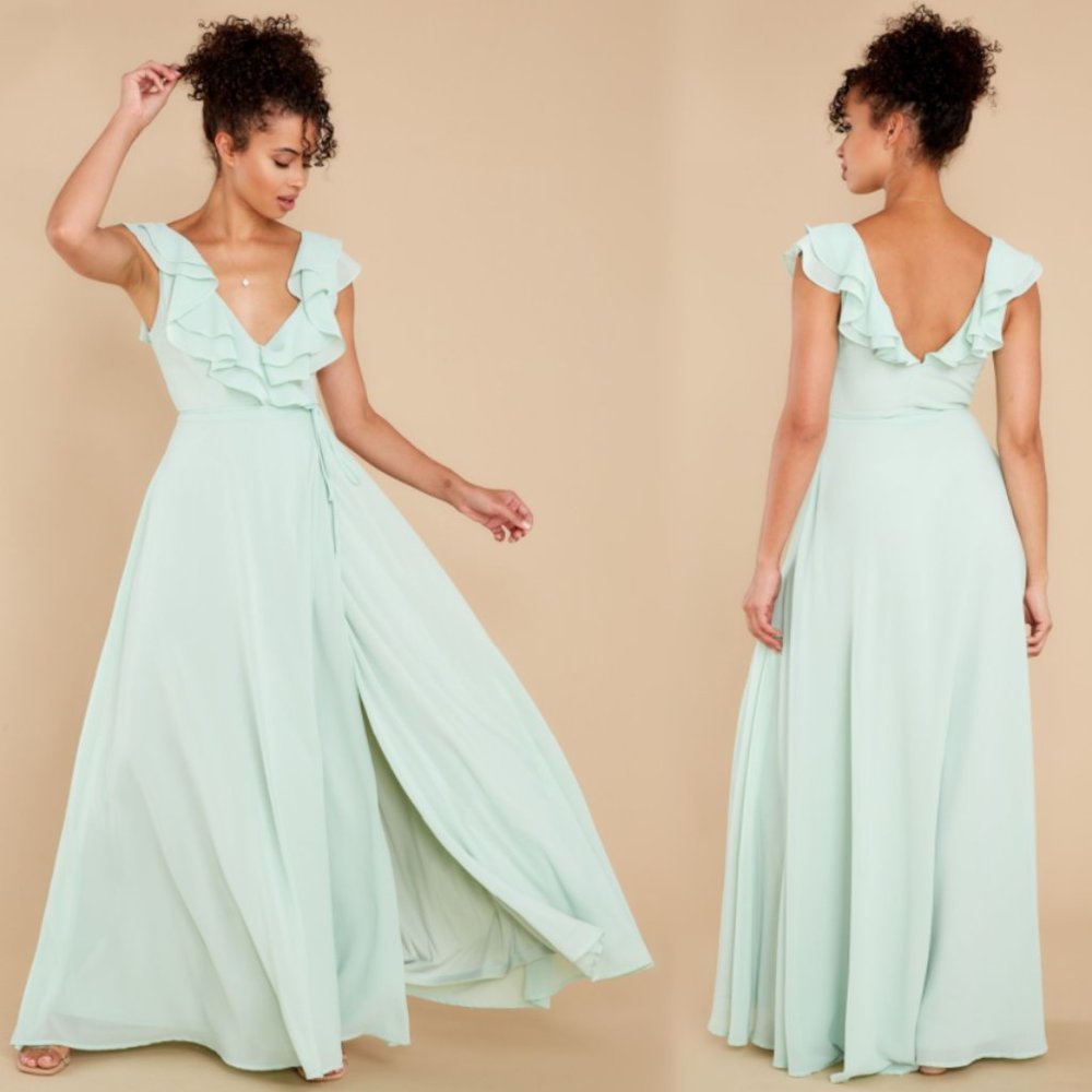 Red Dress Boutique Mint Wrap Maxi Dress - L